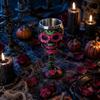 Resin Skull Rose Goblet with Stainless Steel Insert High Stem Barware for Spirits and Cocktails Unique Gothic Style Wine Glass