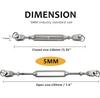 2Pcs 304 Stainless Steel Jaw and Jaw Turnbuckles M5 M6 M8 M10 M12 M14 M16 for Tensioning Cable Rope Chain