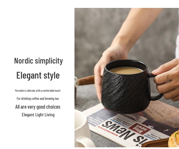 Stone Pattern European Ceramic Mug - Large Capacity Coffee, Tea, or Water Cup