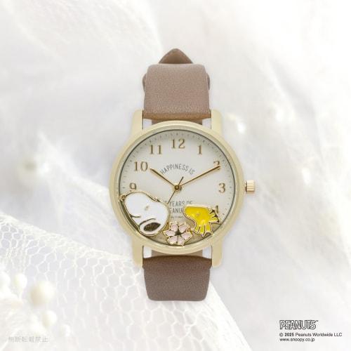 Fieldwork Women's Analog Watch with Leather Strap, Snoopy and PEANUTS 75th Anniversary Shaka Shaka Watch J, Woodstock Design, Brown, PNT046-3