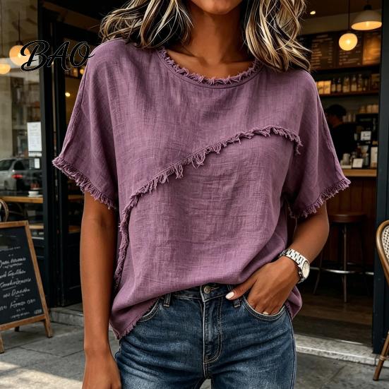 Soft Touch Women Tee T-shirt, Crew Neck Short Sleeve Shirt, Pure Color Fabric Summer Loose Fit Tops, Casual Tees T-shirt