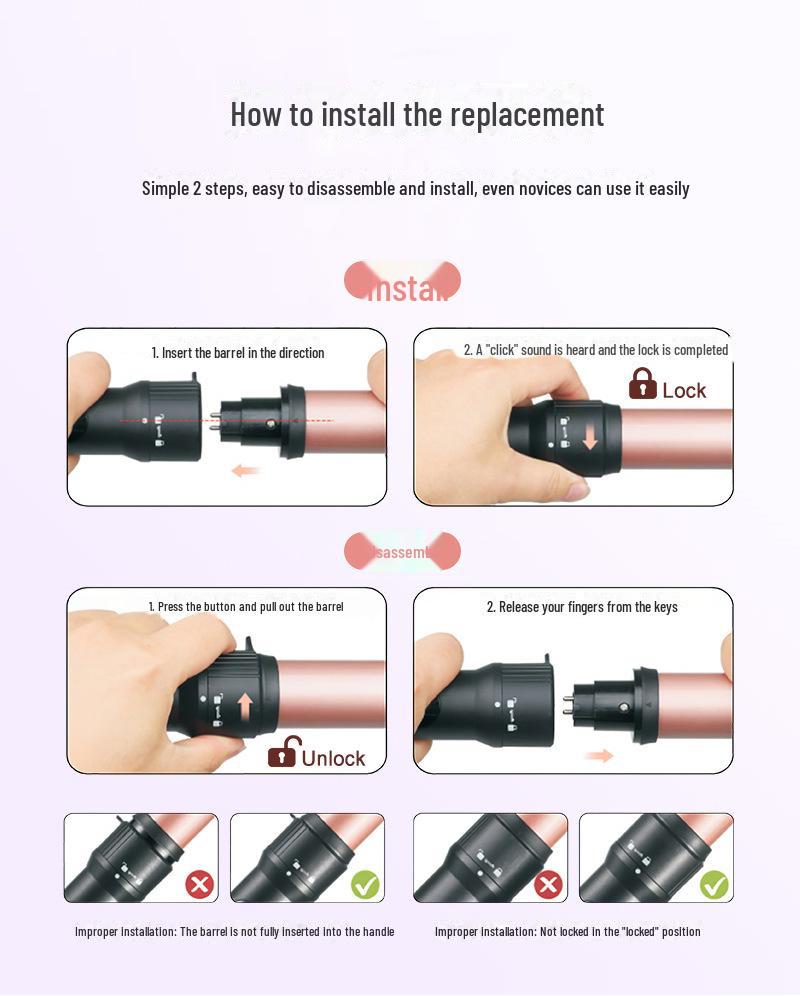 19mm Three-in-One Curling Iron Set for Salon-Quality Big Waves
