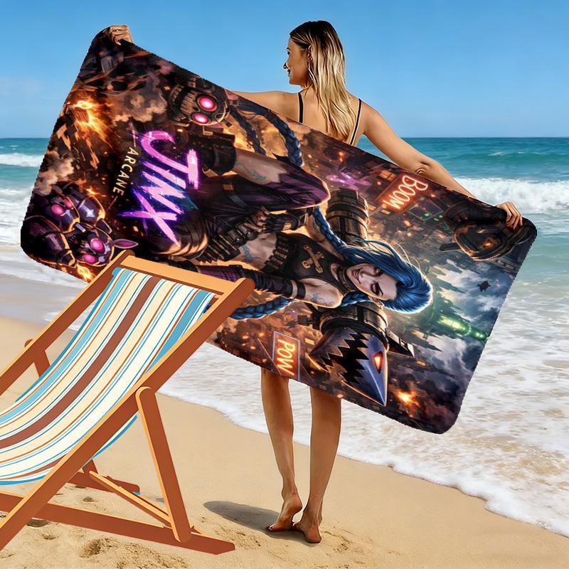 Jinx Print Beach Towel, Large Soft Quick Dry Towel for Beach Camping Swimming
