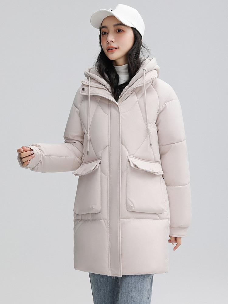 Autumn and Winter Women's Thickened Hooded Coat Loose Mid-length Fake Two-piece Windproof Warm Jacket Cold-proof Clothing