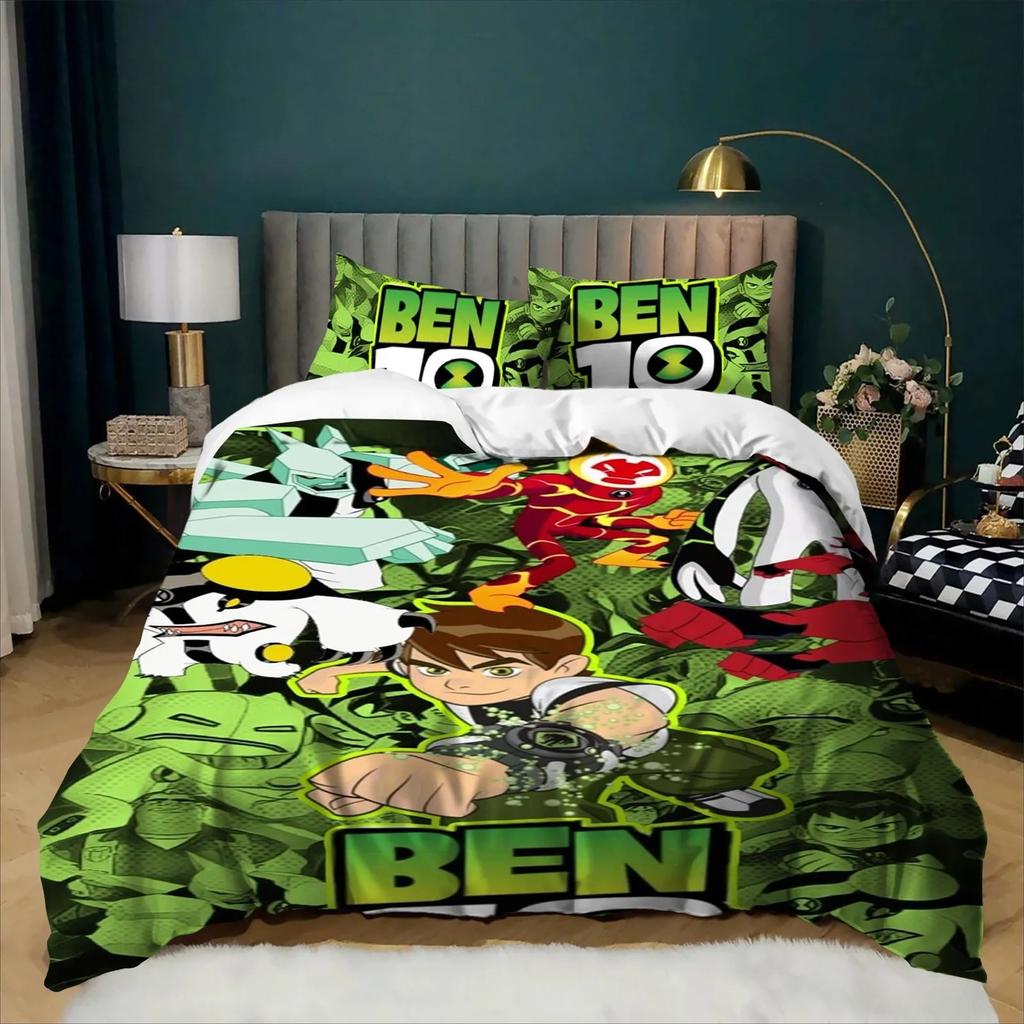 Bedding Set Ben 10 Cartoon 2/3 Pcs 3D Print Duvet Cover Pillowcases Twin Full Queen King Size For Boys Kids Bedroom Decor Gift