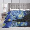 Vincent van Gogh Starry Night Blanket Super Warm Plush Throw Blanket For Couch Chair Airplane Travel Flannel Bedspread Bed Cover