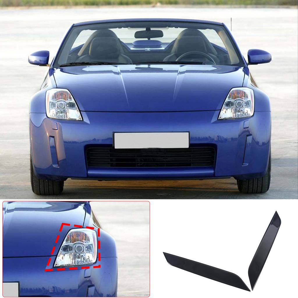 Glossy Piano Black Headlight Eyebrow Eyelid Cover For Nissan 350Z Z33 2003-2006