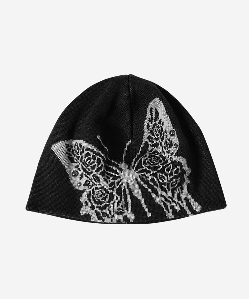 DARLING, YOU'RE BAD Rose Butterfly Beanie #Black