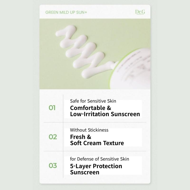 [Dr.G] Green Mild Up Sun Cream SPF50+ PA++++ 130ml (50ml x 2EA + 10ml x 3EA) / 4.40 fl. oz.