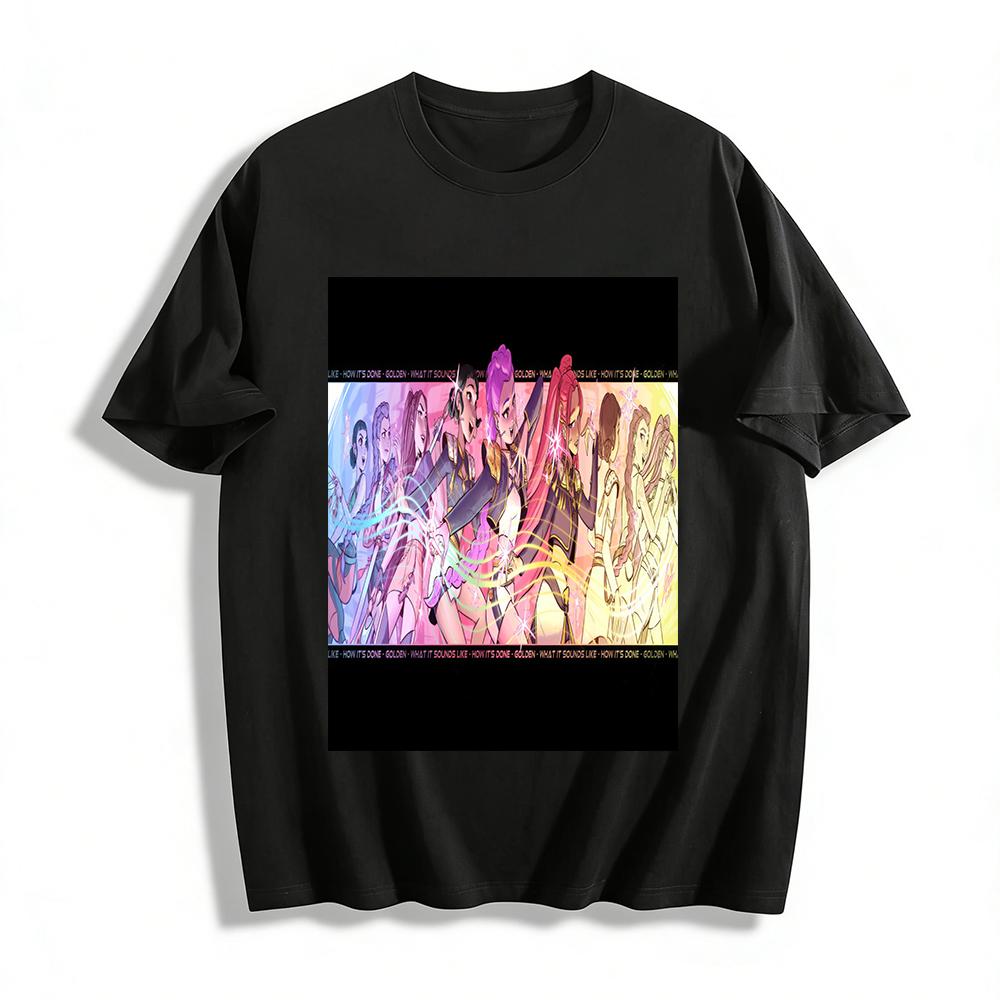 

Anime Girl Group Gradient Print Casual T-Shirt Unisex Trendy Daily Wear For Anime Fans Pure cotton T-shirt XXS