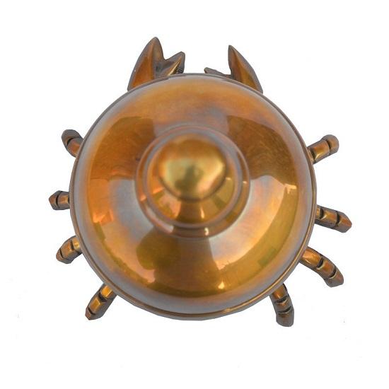 Old Antique Solid Brass Crab Front Desk Retail Counter Store Bell Call Ringer Hotel Counter Bell