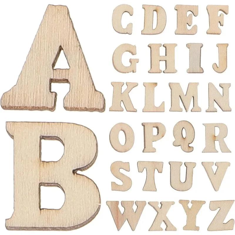 100pcs Craft Letters Small Wooden Alphabet Letters Unfinished Wood Letters Wood Pieces for Crafts Spelling Education Wood Crafts