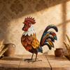 Metal Rooster Decoration Yard Chicken Decoration Outdoor Garden Statue Metal Chicken Sculpture for Backyard Kitchen