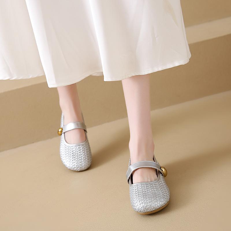 Fashion Word with Breathable Mary Jane Shoes Women's Summer New Versatile Flat Bottom Shallow Mouth Single Shoes