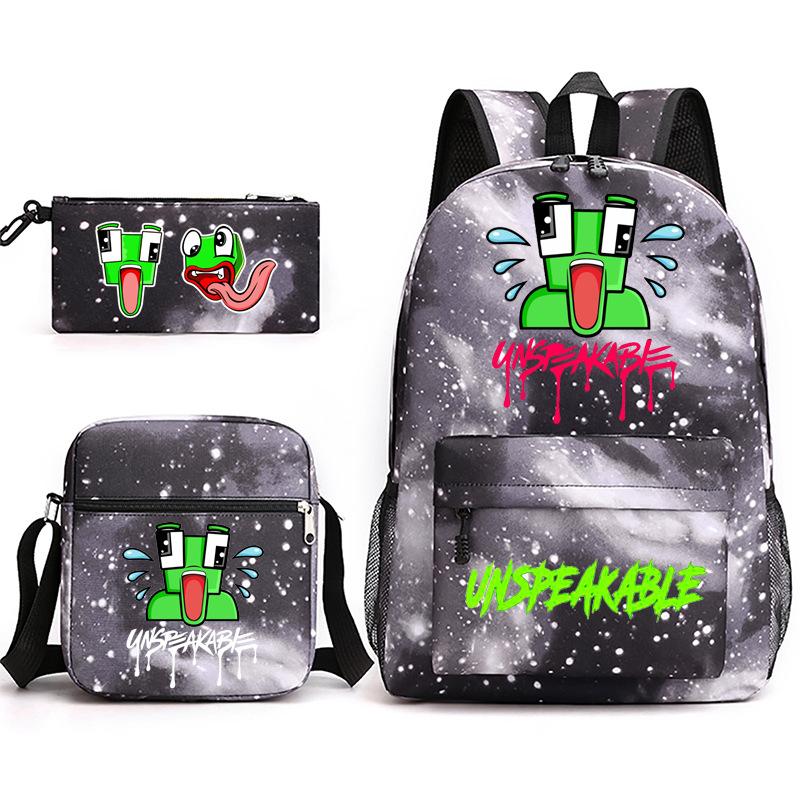 Zaino Inspeakable Set da 3 Pezzi, Zaino Studente di Grande Capacità con Borsa Pranzo e Astuccio, Resistente all'Acqua, Durevole