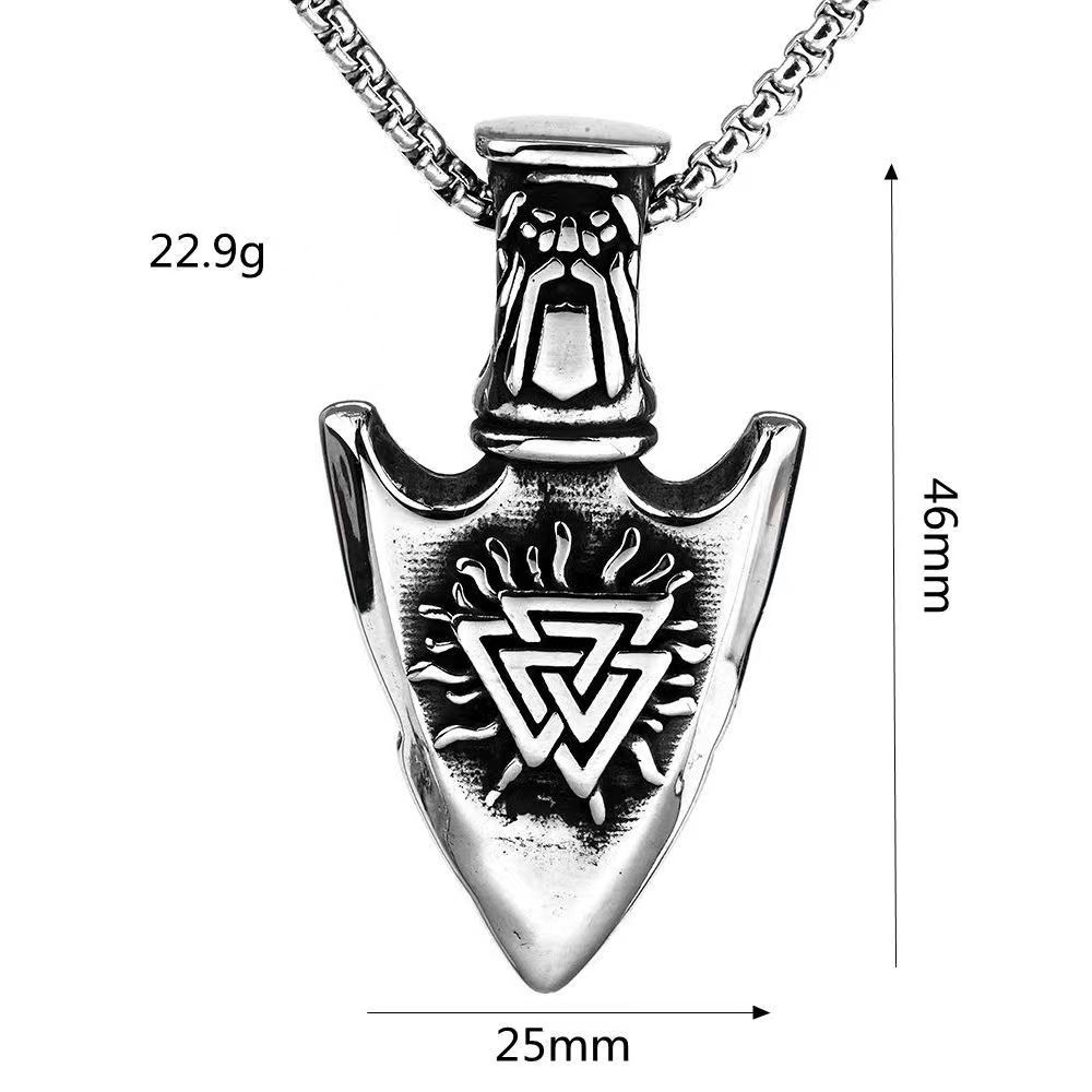 Stainless Steel Spearhead Pendant Necklace For Men, European And American Hip-Hop Personality Titanium Steel Pendant Necklace Accessory Gift