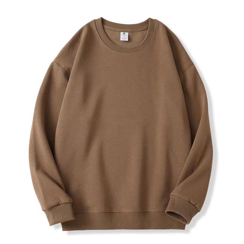 Pure White Heavyweight Cotton Pullover Sweatshirt - Round Neck, Korean Style