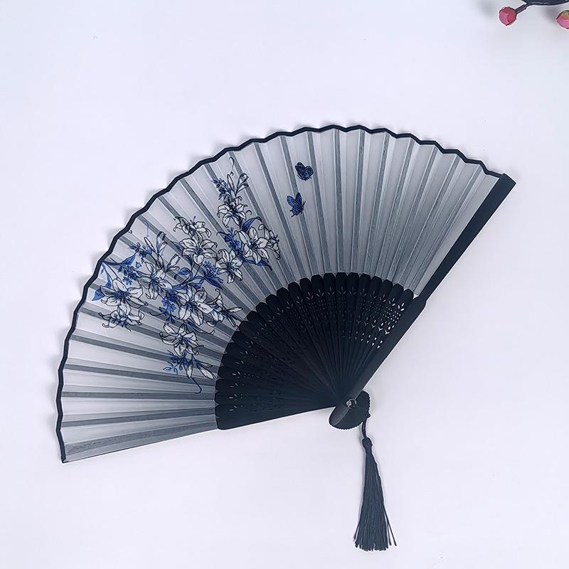 Hanfu skládací vějíř pro ženy inspirovaný japonským a čínským stylem – Scénický tanec bambusový styl