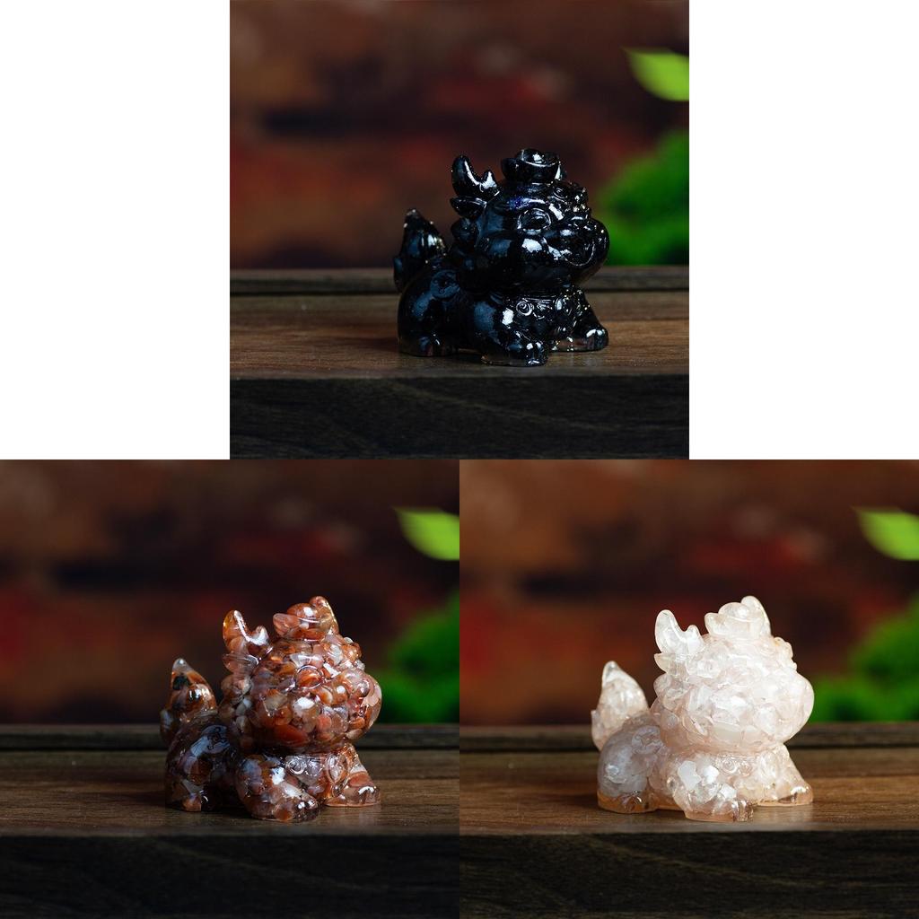 Natural Crystal Resin Animal Figurine With Stone Decor For Home Office Gift