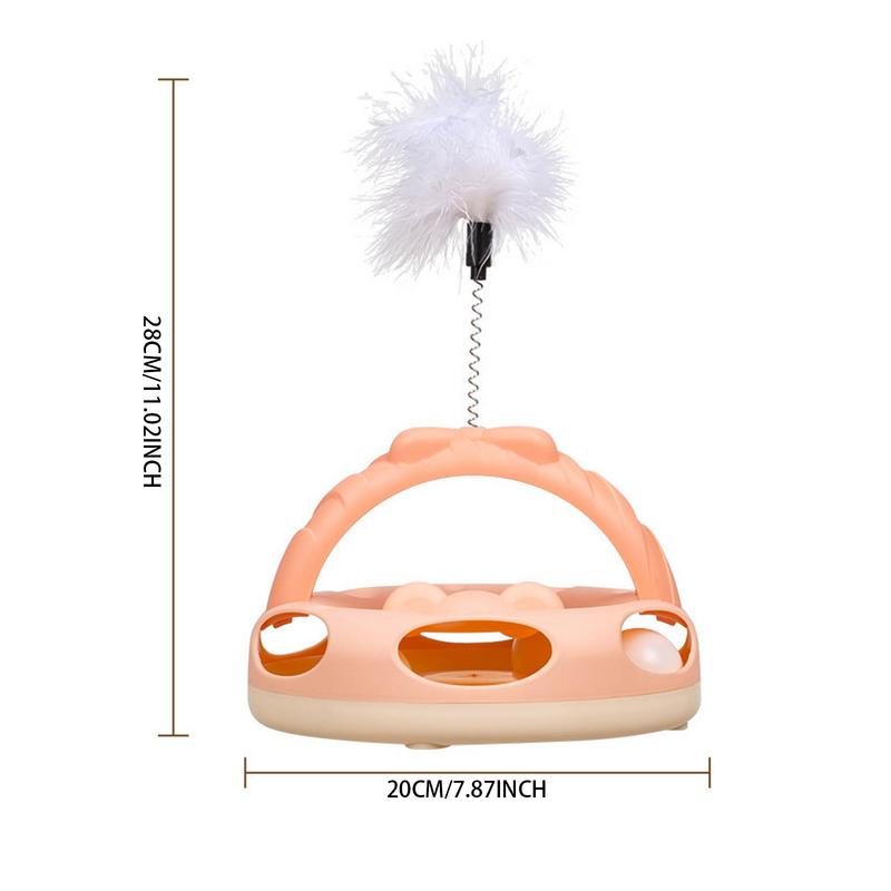 Katzen-Interaktionsspielzeug Puzzle Drehteller für Katze Kätzchen Jagdball mit Federn zur mentalen Stimulation Linderung von Langeweile Training