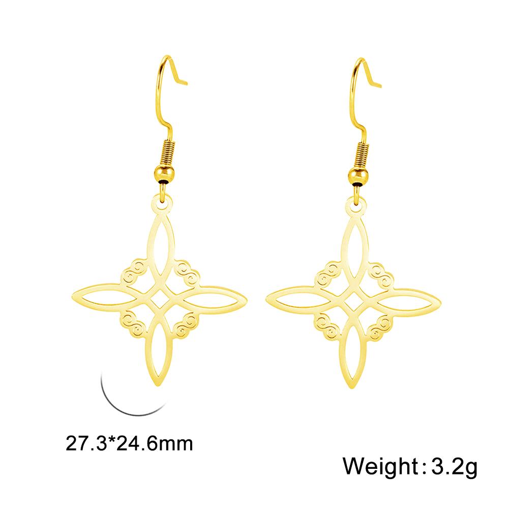 Skyrim Amulet Witch Knot Earring for Women Stainless Steel Witchcraft Drop Earrings Supernatural Wiccan Jewelry Christmas Gift