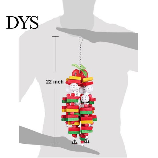 Parrot Wood Apple Banana Building Block Toy Pet Bird Ladder Bite Chew Cage Decor