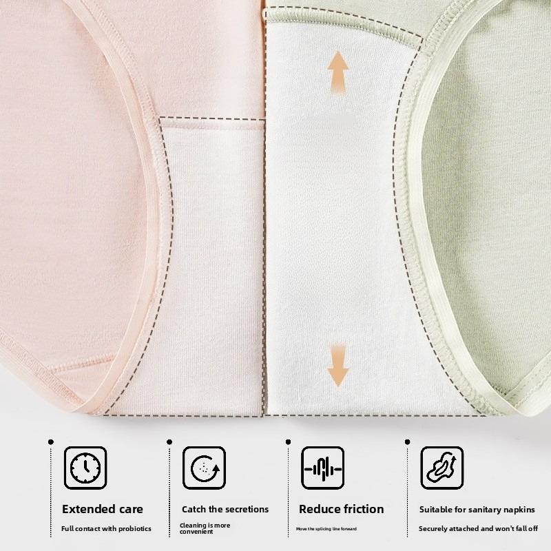 Plus Size Women's Spring and Summer Cotton Anti Bacterial Extended Mid Waist Briefs