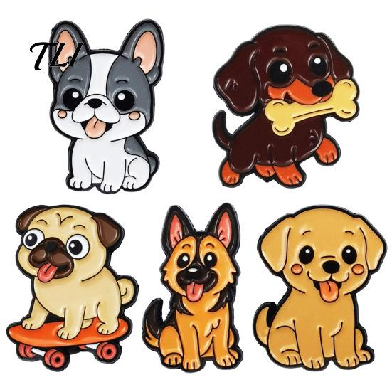 Hund Broschen Pin Cartoon Emaille Brosche, Legierung Welpen Revers für Männer Frauen, Mini Dekoratives Abzeichen Kleidung Tasche Hut Schal Anzüge