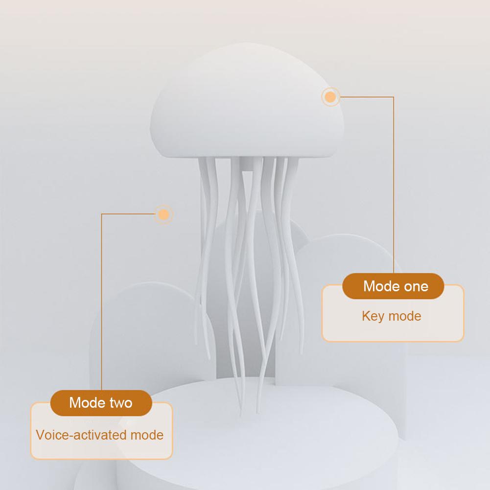 3D Cartoon Jellyfish Night Light Cute Dancing Jellyfish Bedside Lamp Voice Control Rechargeable LED RGB Gradient Night Lamp