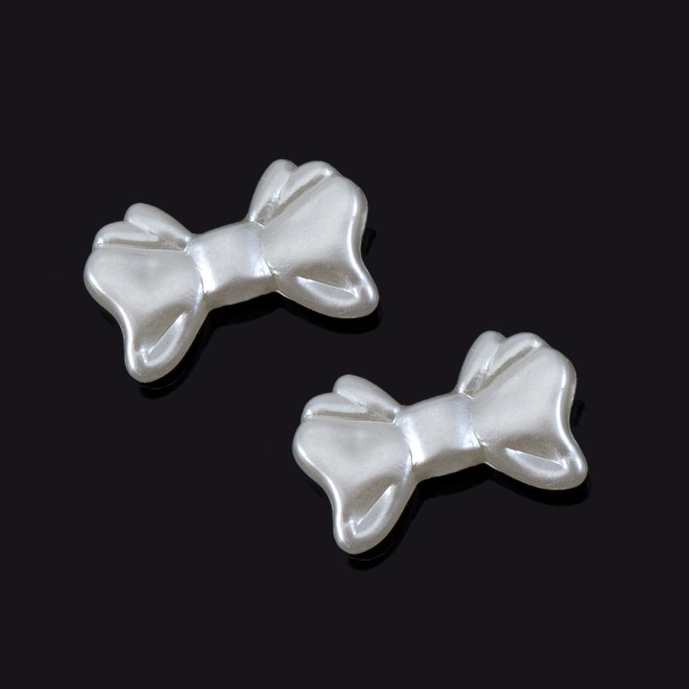 50pcs Resin Accessories Bowknot Love Heart for Jewelry Making DIY Findings White Imitation Pearl Beads Bowknots Hair Accessories