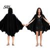 Schwarze Fledermausflügel für Party Halloween Flügelumhang, Kostüm für Erwachsene Kinder mit Kapuze Festliches Trick or Treat Outfit Cosplay Umhang Langlebig Wiederverwendbar