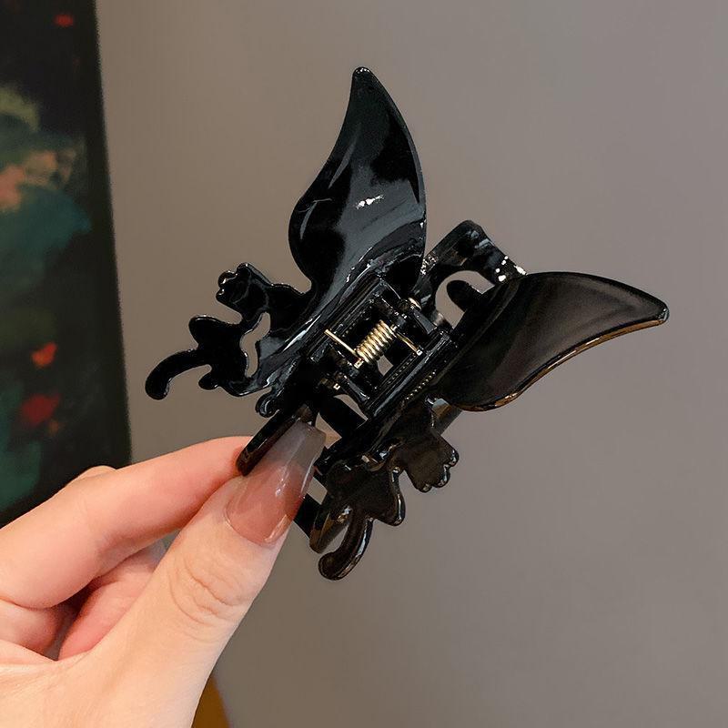 

Французская милая корейская шпилька-бабочка - зажим для волос «Акула» из акрила и ацетата для хвостиков 6.5cm чёрный