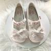 Lace Bow Knot Women's Mary Jane Shoes 2025 New Sweet Ballet Dance Shoes Buckle Strap Comfortable Princess Leather Shoes