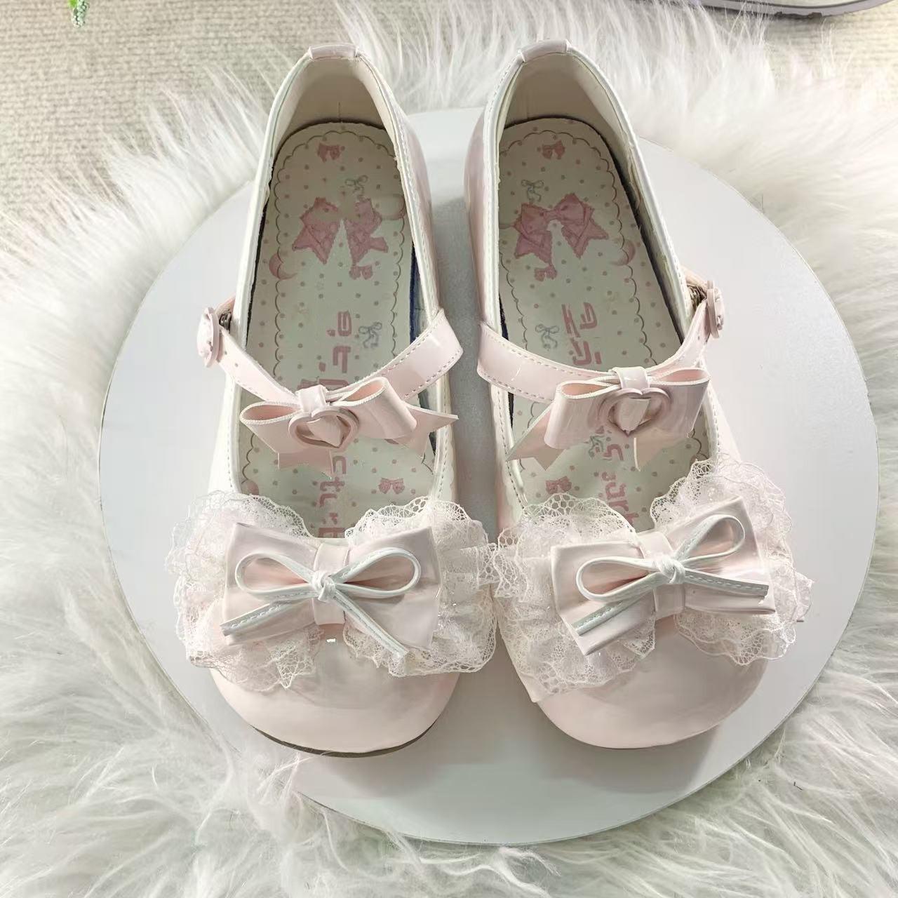 

Fashion Lace Bow Knot Women s Mary Jane Shoes 2025 New Sweet Ballet Dance Shoes Fashion Buckle Strap Comfortable Princess Leather Shoes 40 розовый