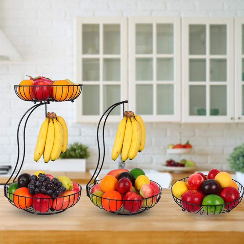 001-ZJGL-001 Nordic Double Layer Fruit Tray Snack Storage Basket (BPA Free, No FDA)