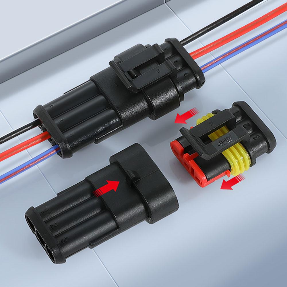 2/5/10 Sets HID 1/2/3/4/5/6 Pin Way Waterproof Electrical Wire Connector with 10CM 18AWG Wire for Car/Truck Harness Wiring