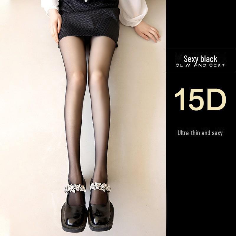Black Silk Ultra-Thin Anti-Snag Pantyhose for Women