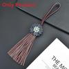 Minimalist Flower Keychain Woven Bag Charm With Faux Leather For Women