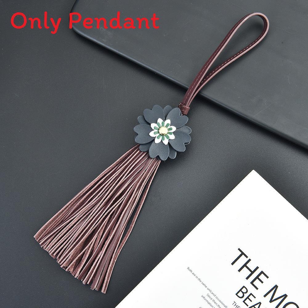 Minimalist Flower Keychain Woven Bag Charm With Faux Leather For Women света кофе