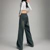 New ArrivalS Open Run Women S caSual Dark Blue Wide Straight Denim pantS
