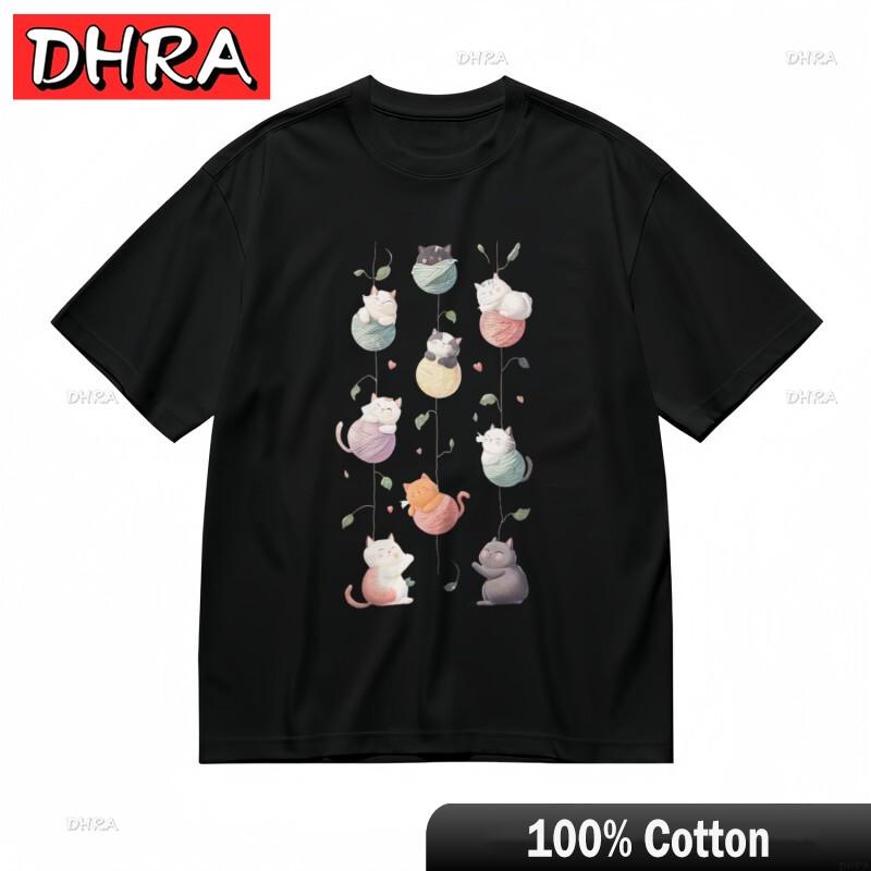 

Womens Classic TShirt Playful Kittens with Pink Hearts and Leaves Design Tee Streetwear Clothing Tops for Gift Idea TShirt S