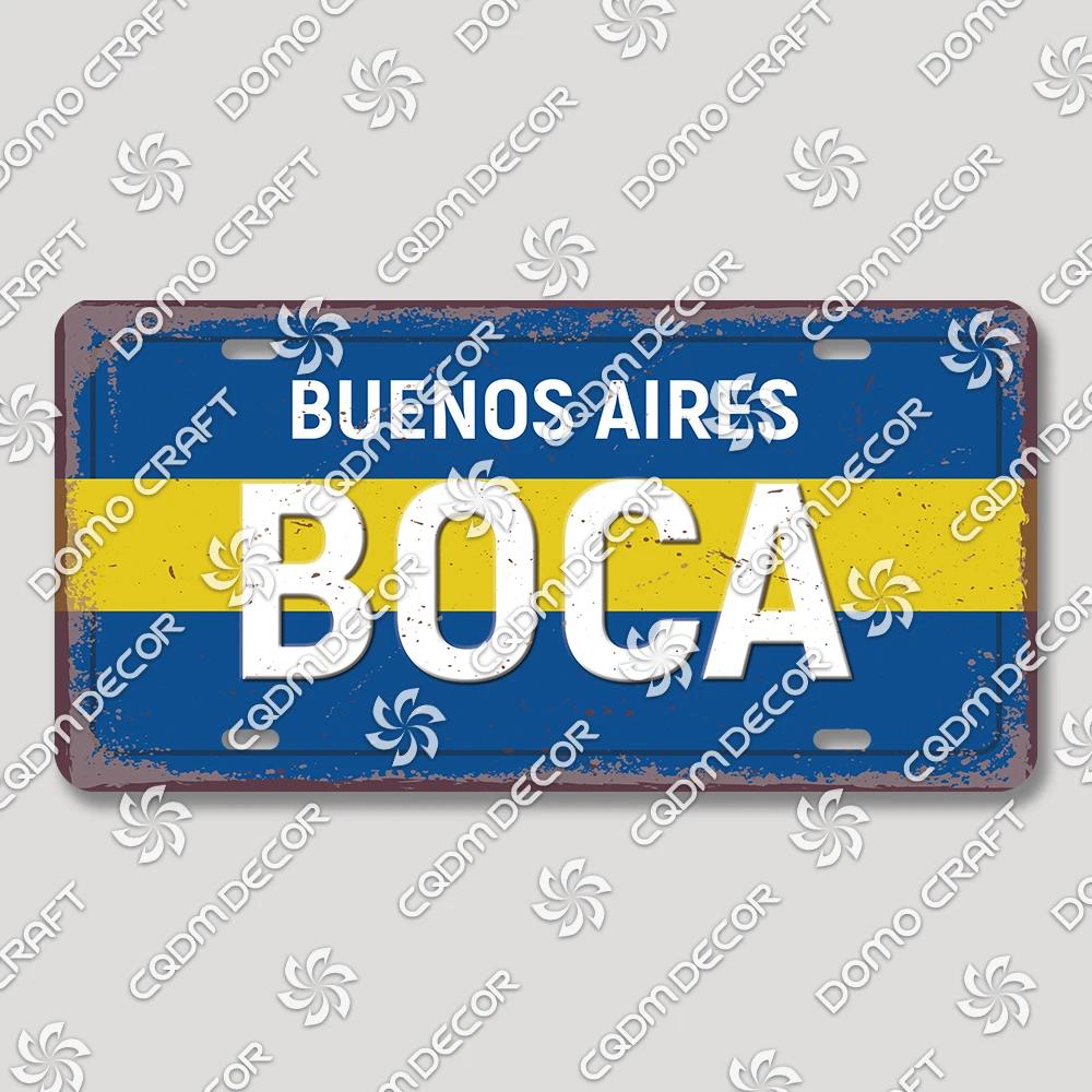 Football Club License Plate Tin Signs Retro Barcelona Milan Manchester Metal Poster Garage Bar Club Home Wall Decor