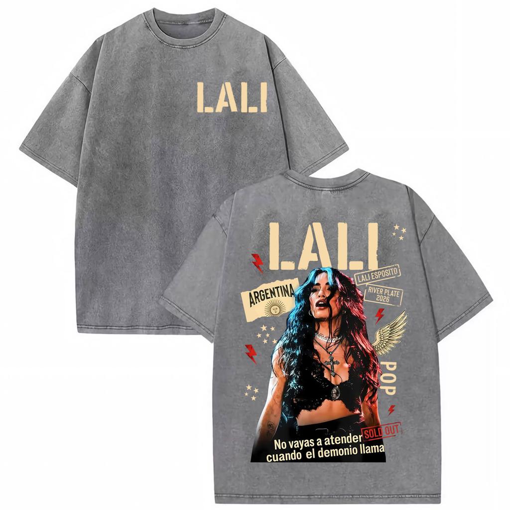 Singer Lali Esposito LA QUE LE GANA AL TIEMPO  Tour Tshirts Unisex Women Summer Hip Hop Vintage T Shirt Cotton Washed T Shirts