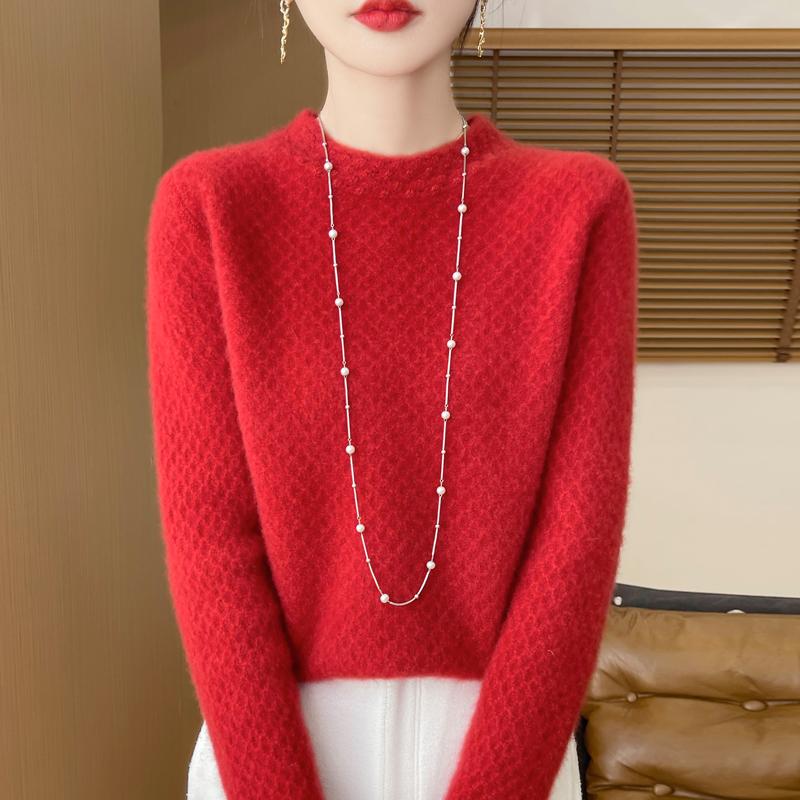 Women's Cashmere Sweater Qinghe Cashmere 30% Cashmere 70% Wool Autumn and Winter Pullover Warm and Fashionable