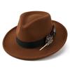 Men's Wool Felt Hat with Feather & Heart, Premium Fashion Riding Hat for Women