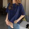 Women's Round Neck Short Sleeve Graphic Top Loose Fit Casual T Shirt 2026 Spring Pure Cotton Mid Length Pullover with Cute Cat Face Paw Print Pattern