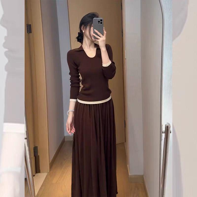 26 Autumn/Winter Elegant French Women's Two-Piece Set: Stunning Top and Skirt for a Youthful Look