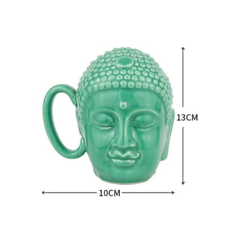 Caneca de Café Cerâmica Escultura Buda Budista Caneca de Leite Caneca com Alça Coberta Avatar de Personagem Retrato de Simulação