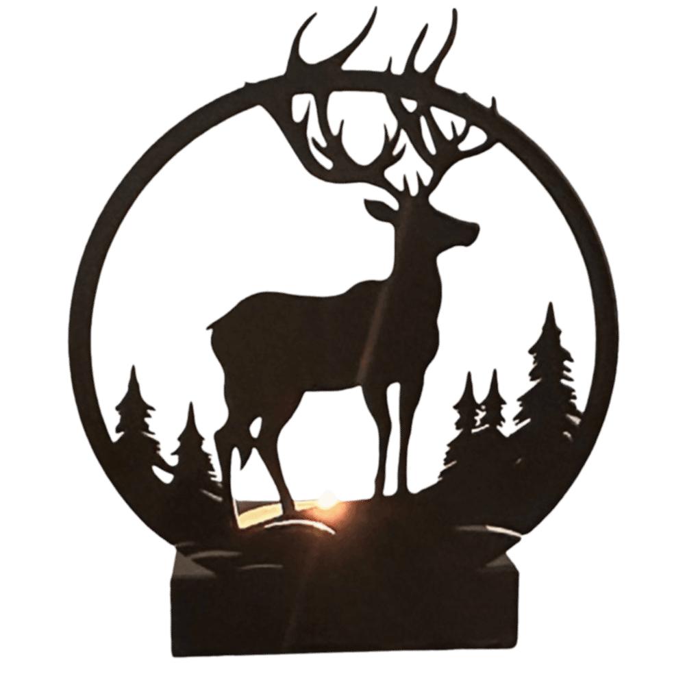 Christmas Gift Iron Christmas Tealight Holder 3.74x4.06x2.36in Deer Iron Candle Holder Black Holiday Candle Holder Table Decor