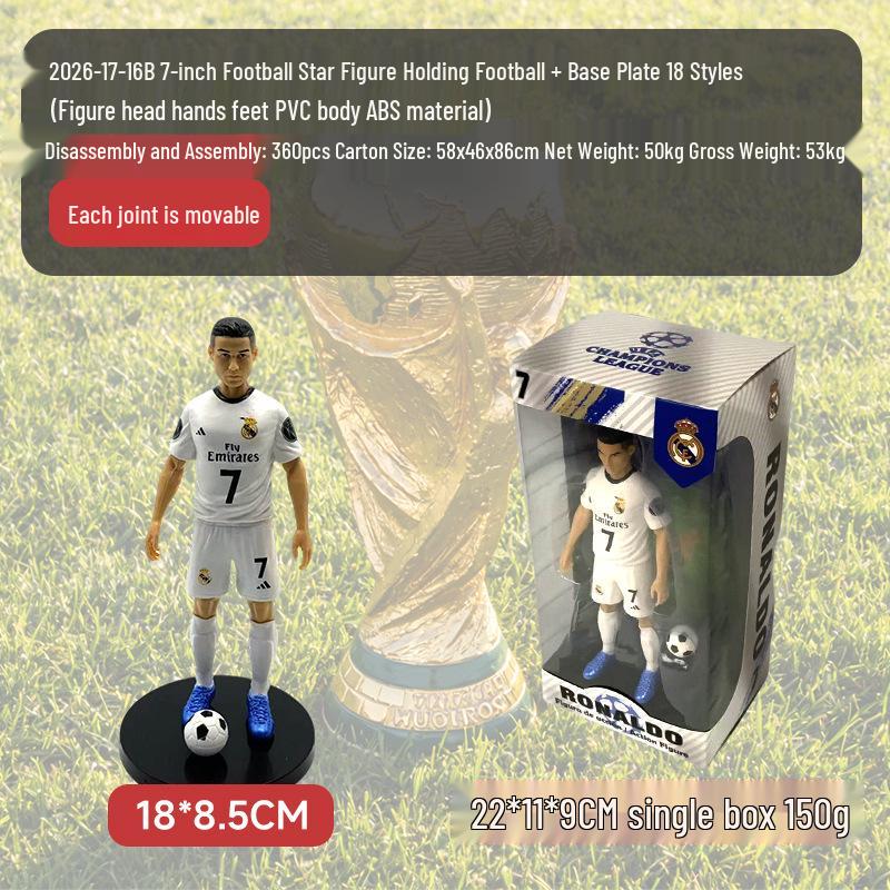 2026 World Cup Soccer Stars Figurines: CR7, Messi, Neymar, Mbappé Dolls